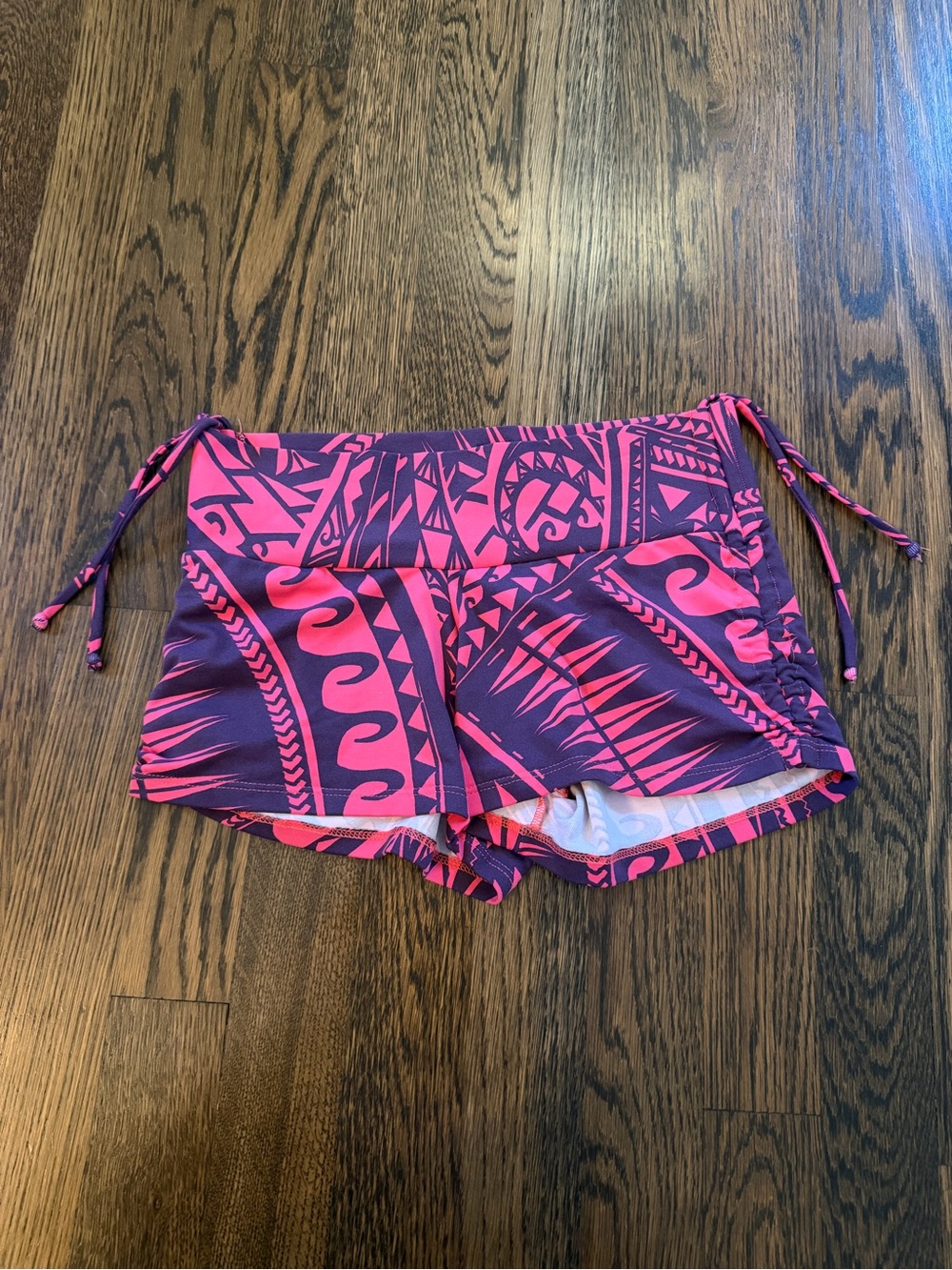 Lala’s 2.5” inseam pink & purple bike/yoga shorts